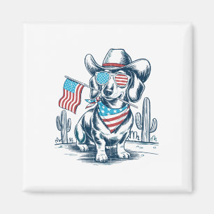 4. Juli Patriotischer Dachshund Cowboy Hund Usa Fl Magnet