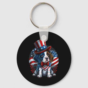 4. Juli Patriotischer englischer Pointer Dog US Fl Schlüsselanhänger