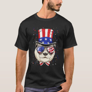 4. Juli Patriotischer Fluss Seeotter USA-Flagge Ot T-Shirt