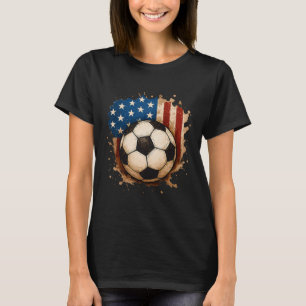 4. Juli Patriotischer Fußball USA Amerikanische Fl T-Shirt