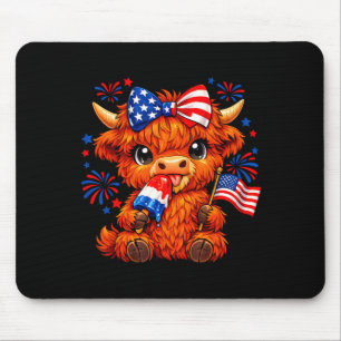 4. Juli Patriotischer Highland Cow Popsicle Mousepad