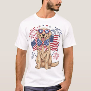 4. Juli Patriotischer Hund Golden T-Shirt