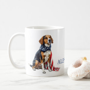 4. Juli Patriotischer Hund Personalisiert Kaffeetasse