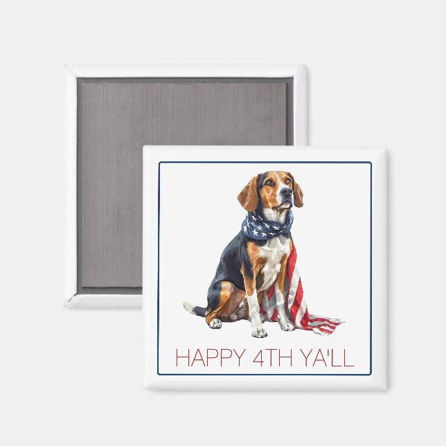 4. Juli Patriotischer Hund Personalisiert Magnet (Vorderseite/Rückseite)