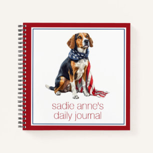 4. Juli Patriotischer Hund Personalisiert Notizbuch