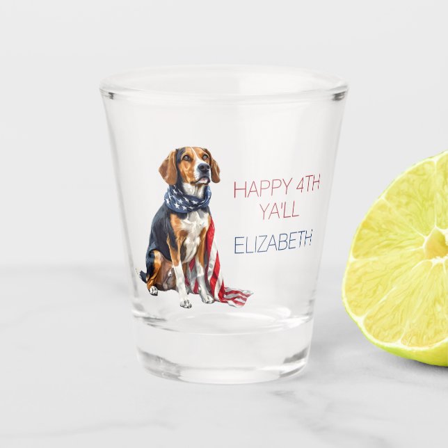 4. Juli Patriotischer Hund Personalisiert Schnapsglas (Vorderseite)