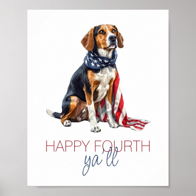 4. Juli Patriotischer Jagdhund Personalisiert Poster (Vorne)