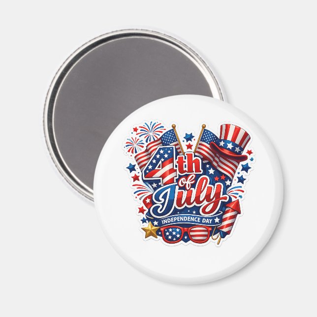 4. Juli Patriotischer Küchenmagnet  Magnet (Vorderseite/Rückseite)