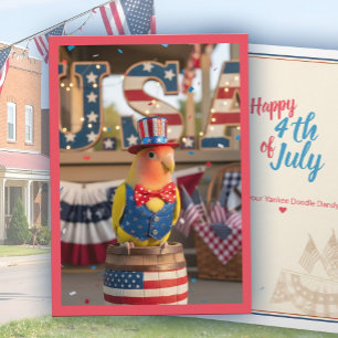 4. Juli Patriotischer Lovebird-Americana-Haustierv Karte