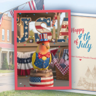 4. Juli Patriotischer Lovebird-Americana-Haustierv Karte