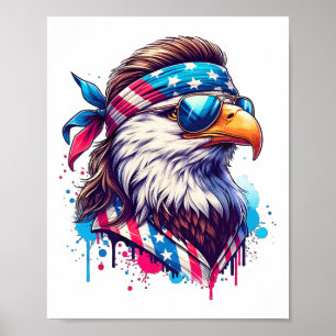 4. Juli Patriotischer Lustiger Adler 4. Juli USA-M Poster