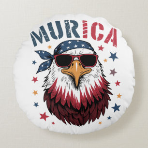 4. Juli Patriotischer Lustiger Adler USA Rundes Kissen