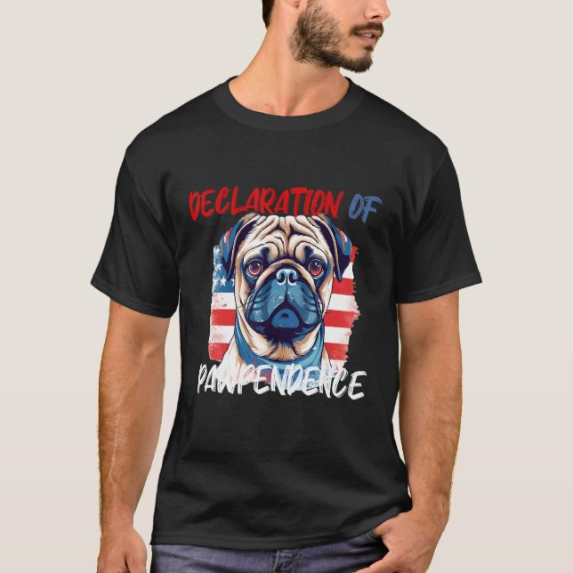 4. Juli Patriotischer Mops T-Shirt (Vorderseite)
