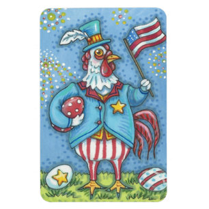 4. JULI PATRIOTISCHER ROOSTER, CHICKEN MAGNET LG.