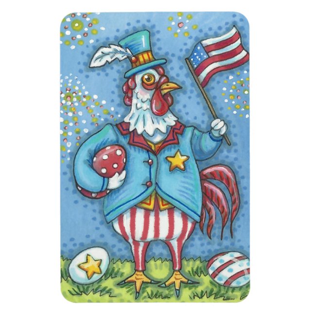 4. JULI PATRIOTISCHER ROOSTER, CHICKEN MAGNET LG. (Vertikal)