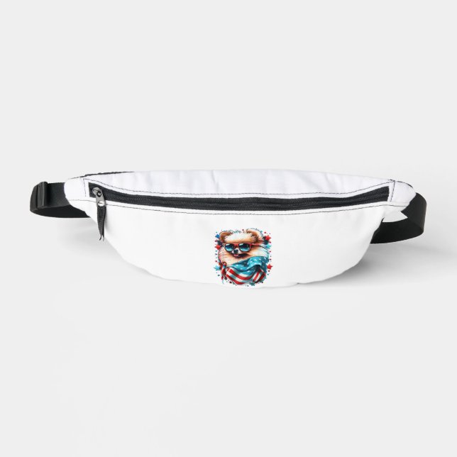 4. Juli Patriotischer Spitz Hund US-Flagge Bauchtasche (Vorderseite)