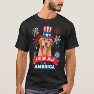 4. Juli Patriotischer Tag Golden Retriever Dog Ind T-Shirt