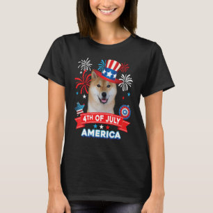 4. Juli Patriotischer Tag Shiba Inu Hund unabhängi T-Shirt