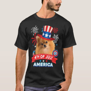 4. Juli Patriotischer Tag Spitz Hund Independe T-Shirt