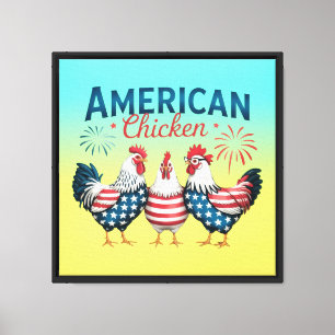4. Juli Patriotisches amerikanisches Huhn-62987 Leinwanddruck