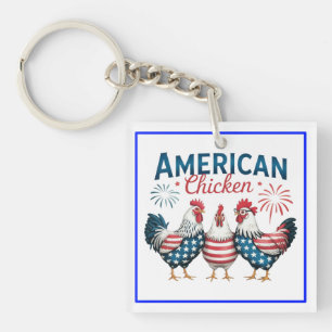 4. Juli Patriotisches amerikanisches Huhn-62987 Schlüsselanhänger