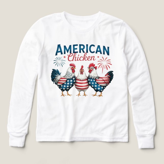 4. Juli Patriotisches amerikanisches Huhn-62987 T- (Design Vorderseite)