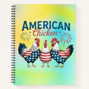 4. Juli Patriotisches amerikanisches Huhn-62987 T- Notizbuch