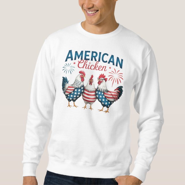 4. Juli Patriotisches amerikanisches Huhn-62987 T- Sweatshirt (Vorderseite)