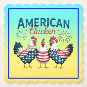 4. Juli Patriotisches amerikanisches Huhn-62987 Untersetzer