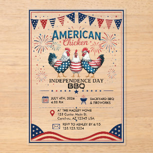 4. Juli Patriotisches Amerikanisches Hühnerdesign Acryleinladungen