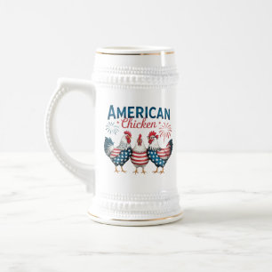 4. Juli Patriotisches amerikanisches Hühnerdesign Bierglas