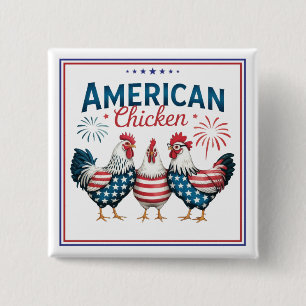 4. Juli Patriotisches Amerikanisches Hühnerdesign Button