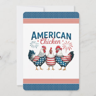 4. Juli Patriotisches Amerikanisches Hühnerdesign Einladung