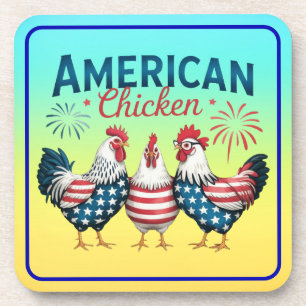 4. Juli Patriotisches Amerikanisches Hühnerdesign Getränkeuntersetzer