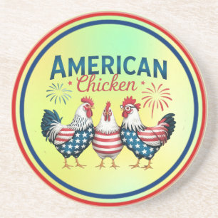 4. Juli Patriotisches Amerikanisches Hühnerdesign Getränkeuntersetzer