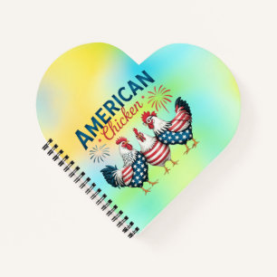 4. Juli Patriotisches Amerikanisches Hühnerdesign Notizbuch