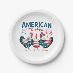 4. Juli Patriotisches Amerikanisches Hühnerdesign Pappteller