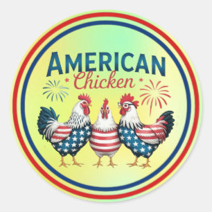 4. Juli Patriotisches Amerikanisches Hühnerdesign Runder Aufkleber