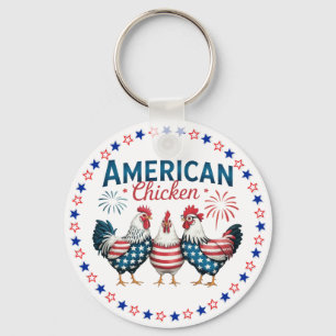 4. Juli Patriotisches Amerikanisches Hühnerdesign Schlüsselanhänger