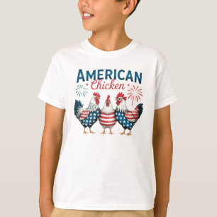 4. Juli Patriotisches Amerikanisches Hühnerdesign T-Shirt