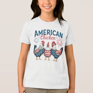 4. Juli Patriotisches Amerikanisches Hühnerdesign Tri-Blend Shirt
