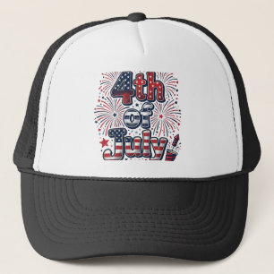 4. Juli Patriotisches Feuerwerk Vintage-Shirt Desi Truckerkappe