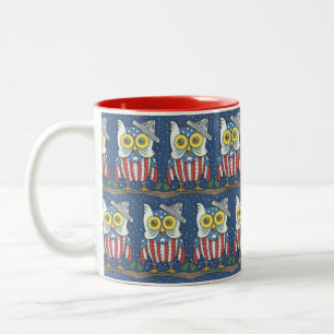 4. JULI PATRIOTISCHES HOOT OWL, ZWEI TASSE rot