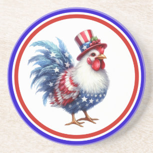 4. Juli Patriotisches Huhn mit USA-Flagge Getränkeuntersetzer