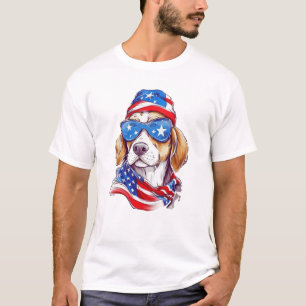 4. Juli Patriotisches Hundedesign T-Shirt