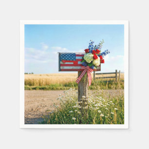 4. Juli Patriotisches Land Mailbox Serviette