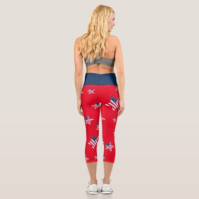4. Juli patriotisches US-amerikanisches Flaggensta Capri Leggings (Rückseite)