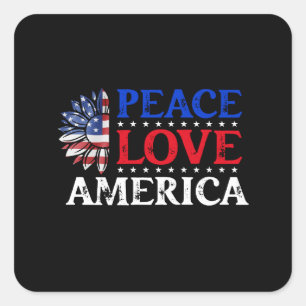 4. Juli Peace Liebe Amerika Quadratischer Aufkleber