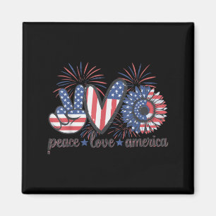4. Juli Peace Love America Feuerwerkflagge Magnet