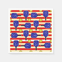 4. Juli Pickleball Rot Weiß Gelbe Balls